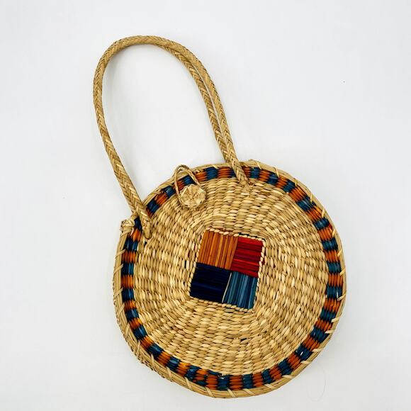 Round straw weaved Shoulder bag - Picture 2 of 5